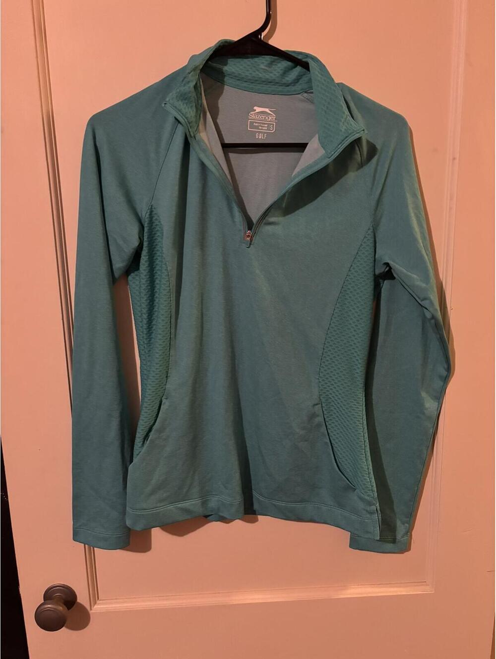 Slazenger Golf Teal Quarter Zip Performance Pullover Size S
